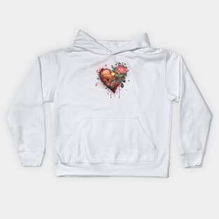 Hot Floral Heart Illustration Kids Hoodie